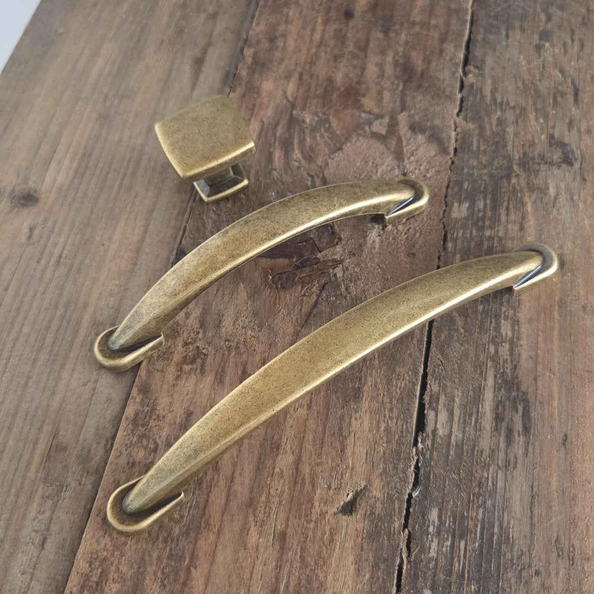 Vintage Cabinet Hardware Set in Antique Brass - Old West Iron