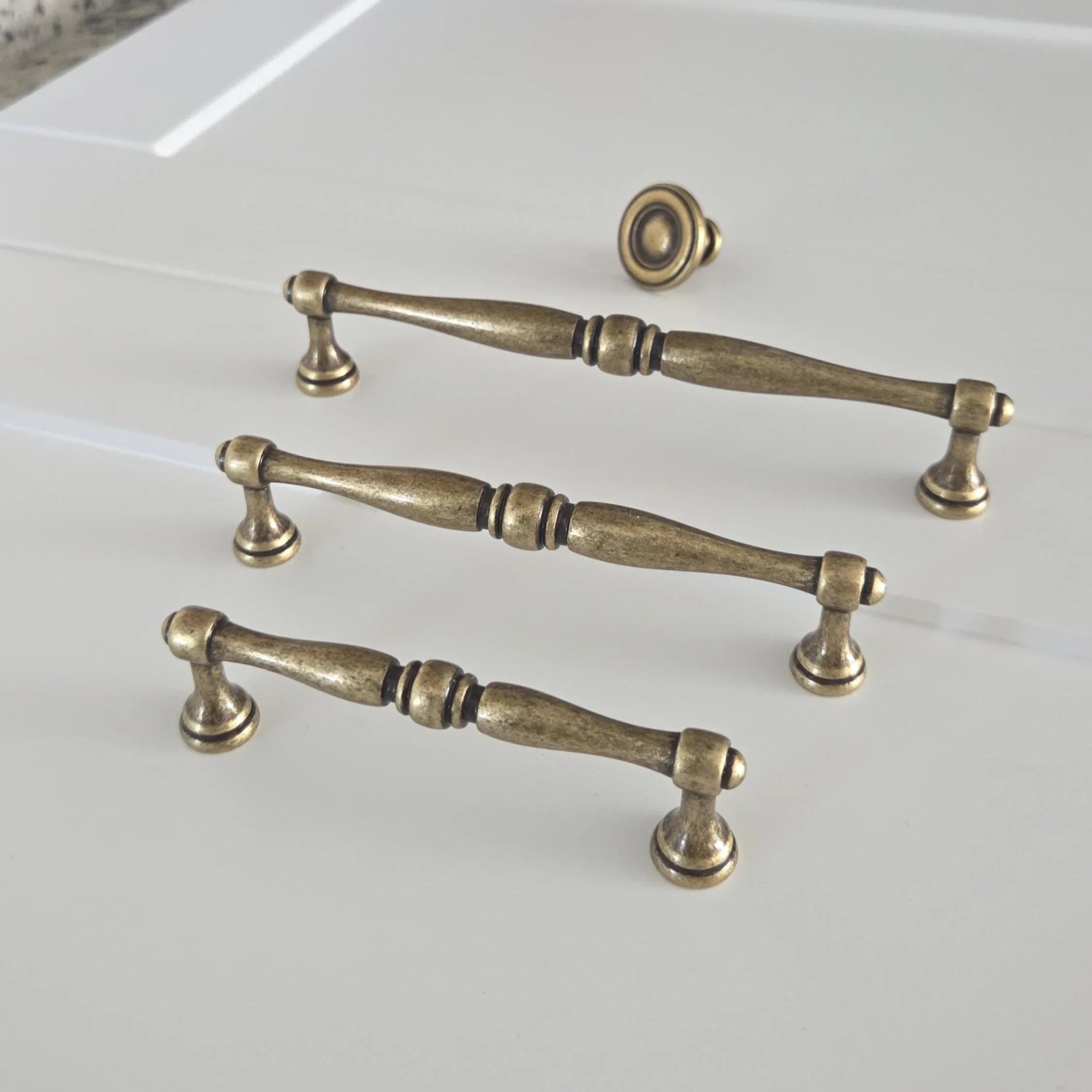 Vintage Drawer Pulls in Antique Brass - Old West Iron