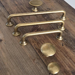Vintage Cabinet Hardware Set in Antique Brass - Old West Iron