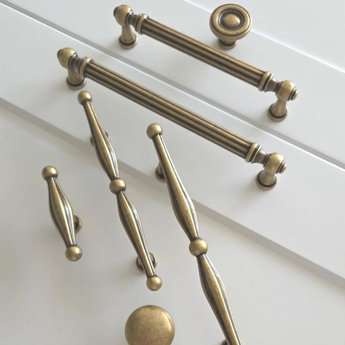 Antique Brass Cabinet Pulls & T-Bar Knobs - Old West Iron