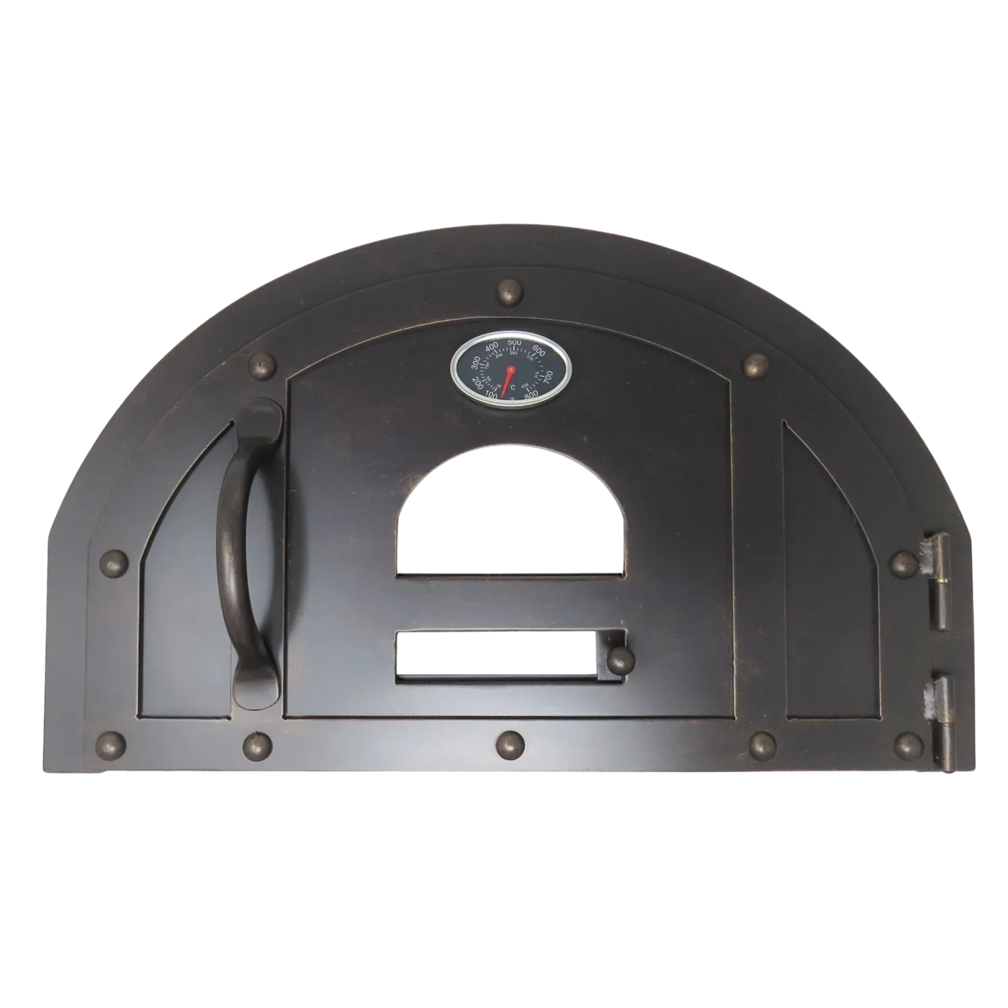 In Stock XL Rustic Arched Hinged Pizza Oven Door 26" x 36"