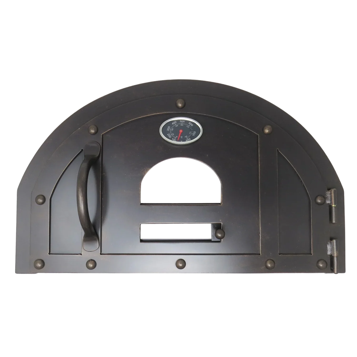 En stock Grande porte arquée à charnières pour four à pizza rustique 66 x 91 cm