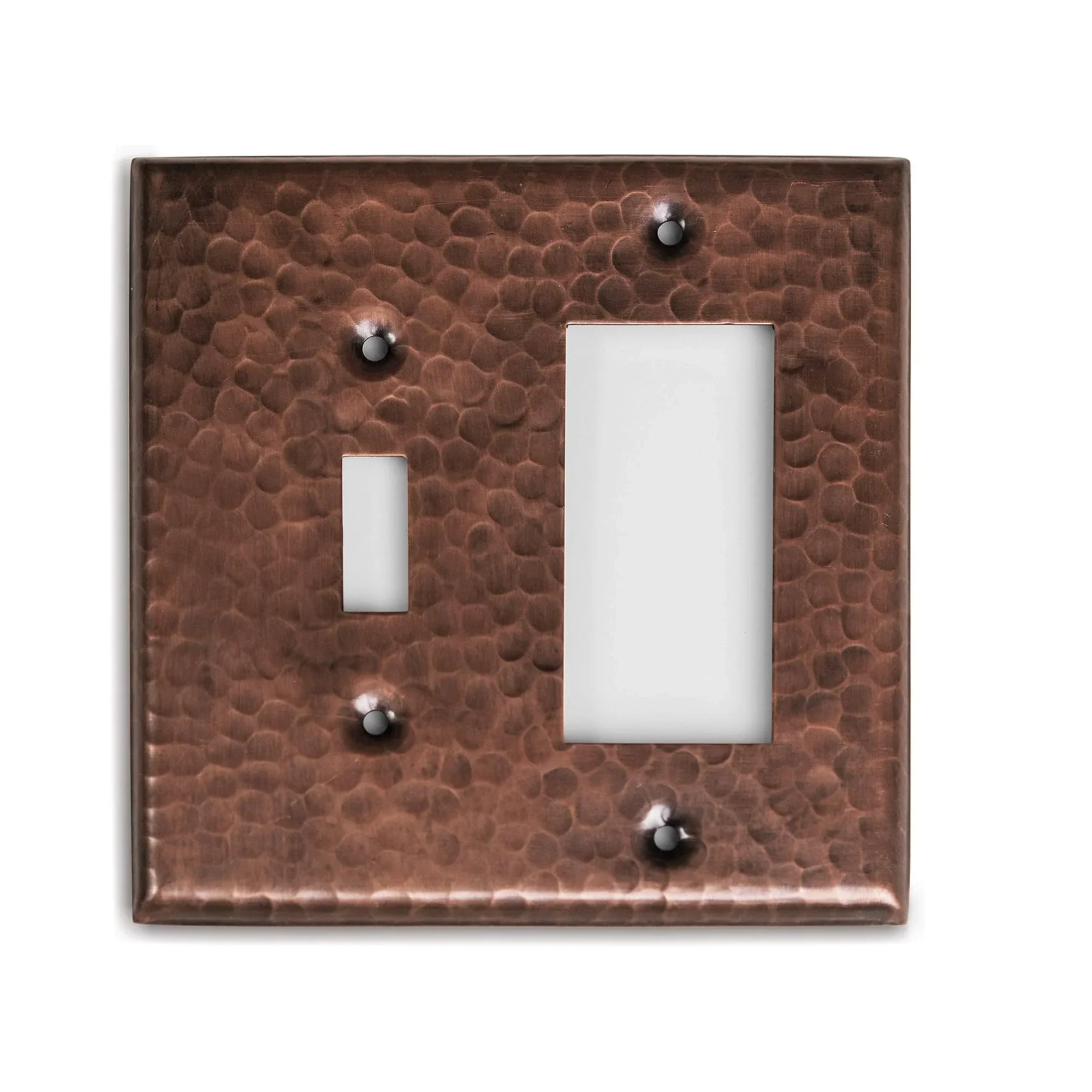 Hand Hammered Copper Toggle Rocker Combination Switch Plate