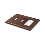 Hand Hammered Copper Triple Switch Plate - Toggle Rocker Combination