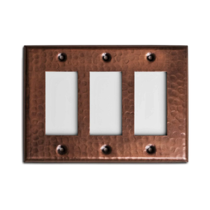 Pure Copper Hammered Triple Rocker Switch Plate
