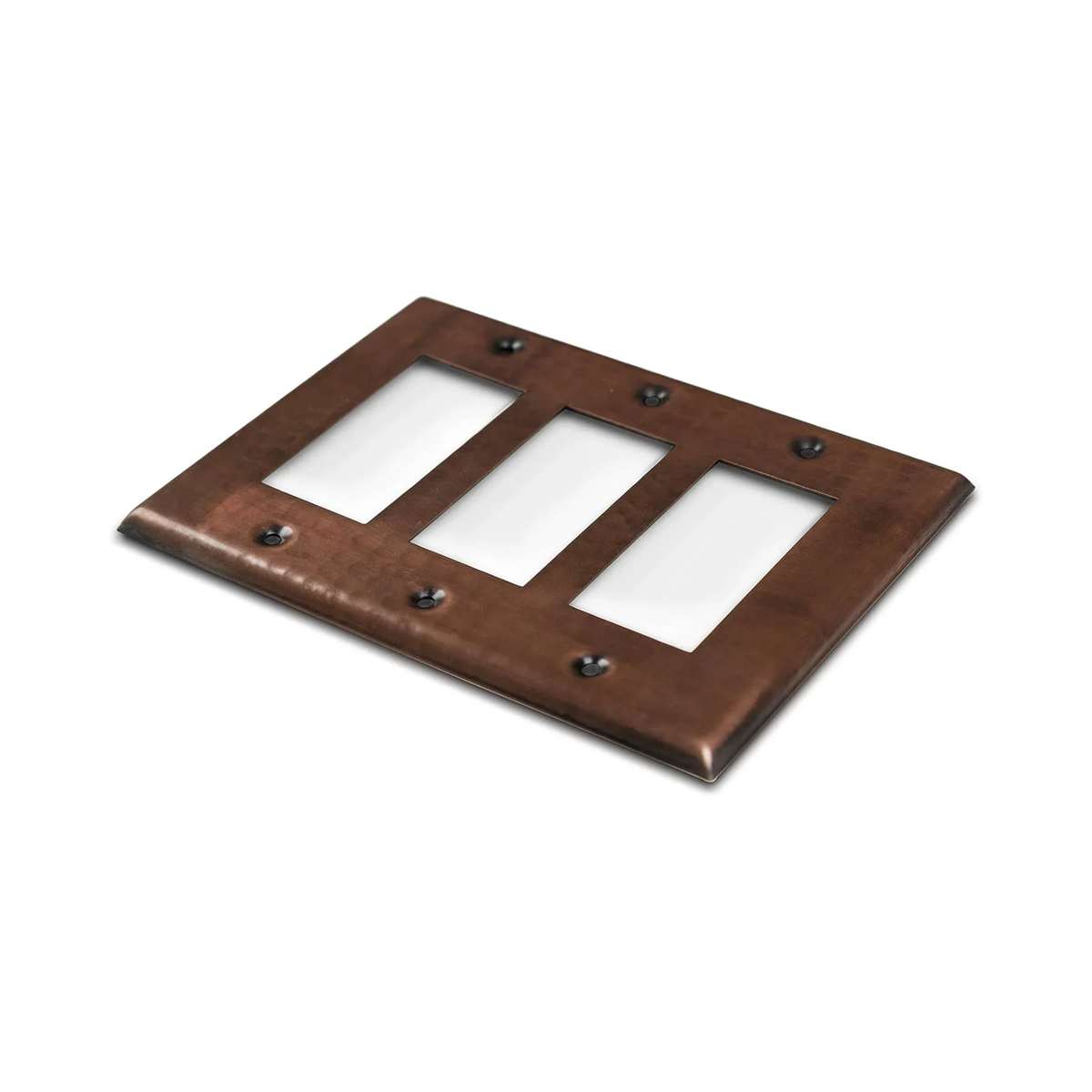 Pure Copper Hammered Triple Rocker Switch Plate