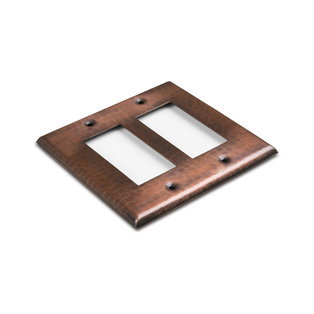 Double Rocker Hand Hammered Copper Switch Plate