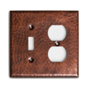 Hand Hammered Toggle and Duplex Combination Copper Switch Plate