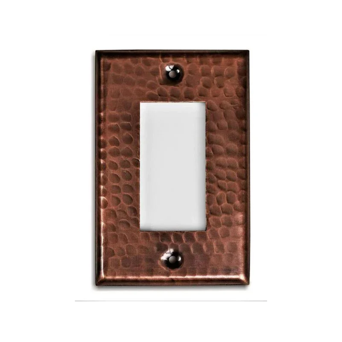 Solid Copper Hammered Single Rocker Switch Plate
