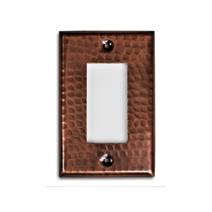 Solid Copper Hammered Single Rocker Switch Plate