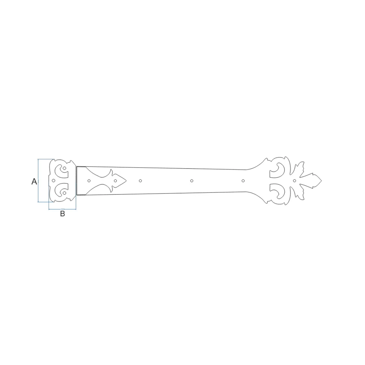 Roman Acanthus Wrought Iron Functioning Hinge Strap