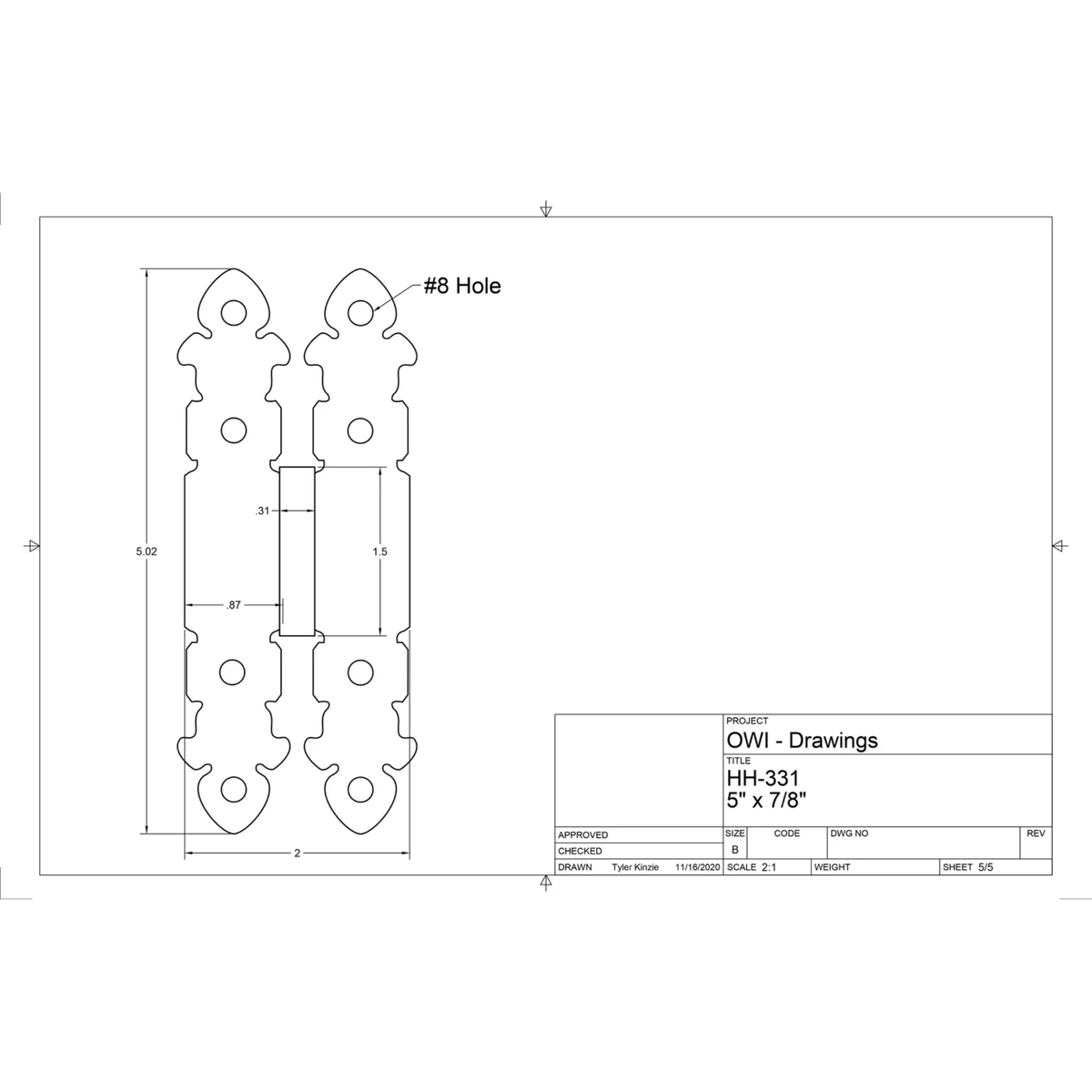 IN STOCK Spanish Cathedral Iron Hinge