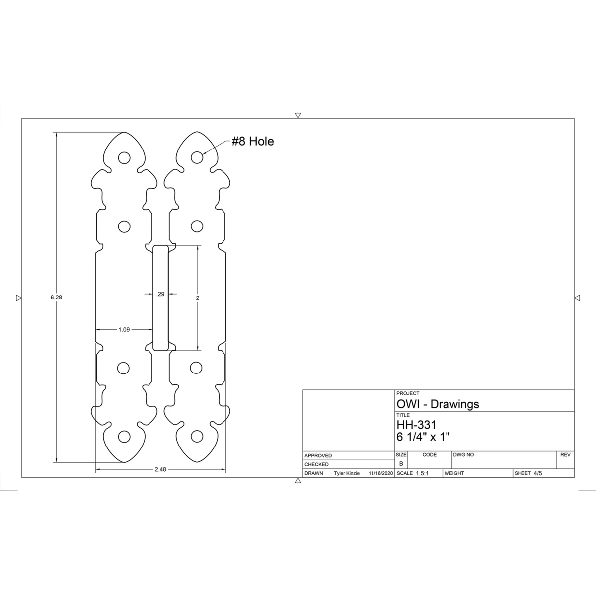 IN STOCK Spanish Cathedral Iron Hinge