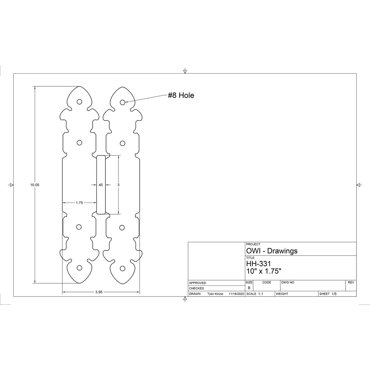 IN STOCK Spanish Cathedral Iron Hinge