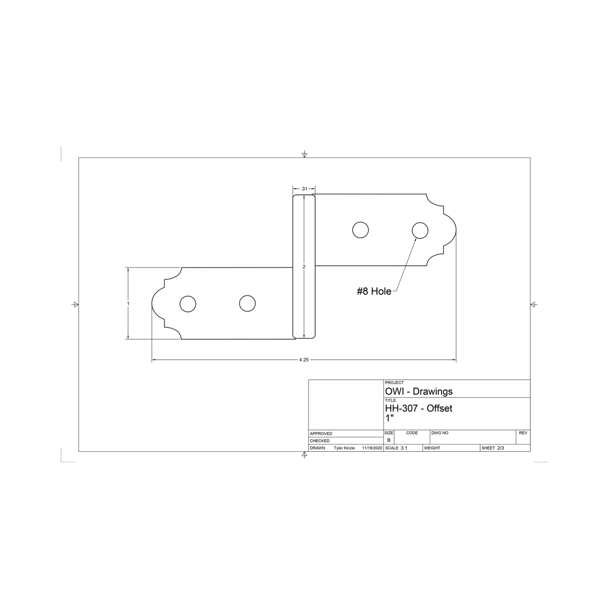 Classic Iron Offset Hinge