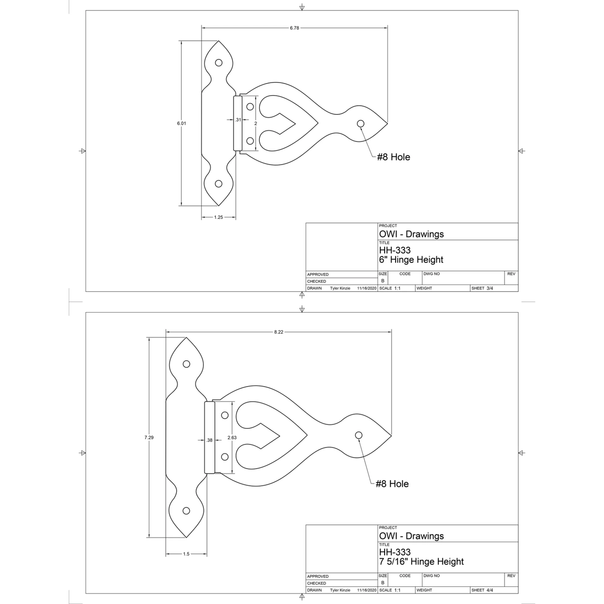 Tudor Iron T-Hinge