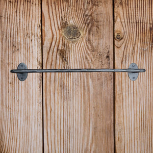 Hammered Iron Towel Bar - Oval Backplates - Old West Iron