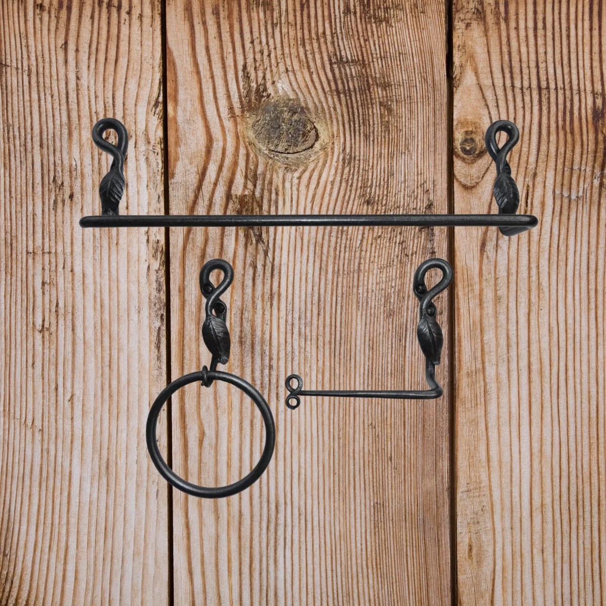 Wrought Iron Bathroom Accessories Leaf Set of 3 - Old West Iron