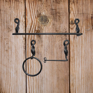 Wrought Iron Bathroom Accessories Leaf Set of 3 - Old West Iron