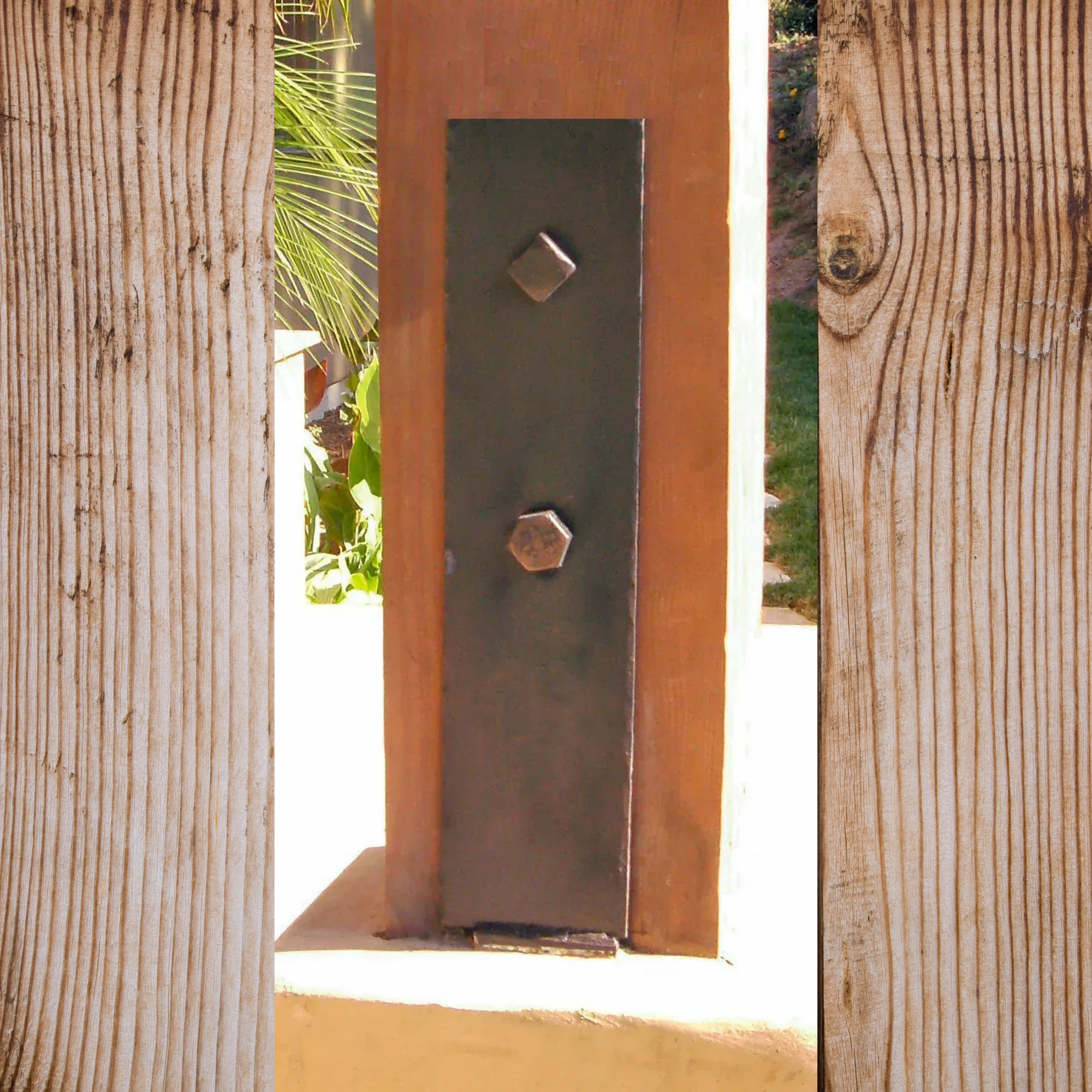 Plain Straight Iron Faux Post Base - Straps Only, No Base  | Not Structural