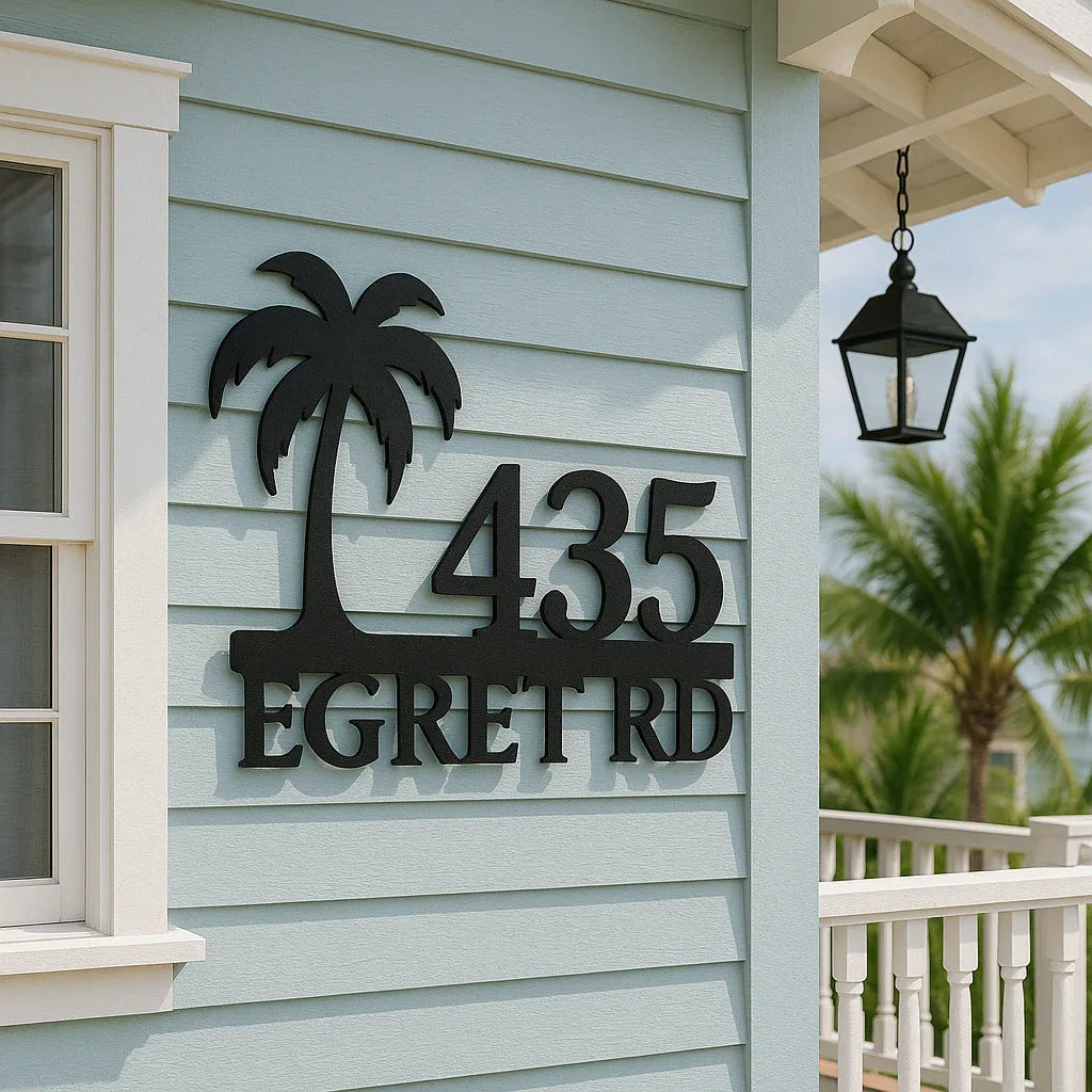 Custom Palm Tree Address Sign - Old West Iron