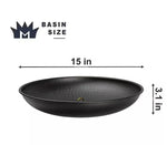 Hand Hammered Black Rain Chain Anchoring Basin - 15" diameter - Old West Iron