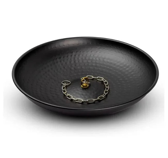 Hand Hammered Black Rain Chain Anchoring Basin - 15" diameter - Old West Iron