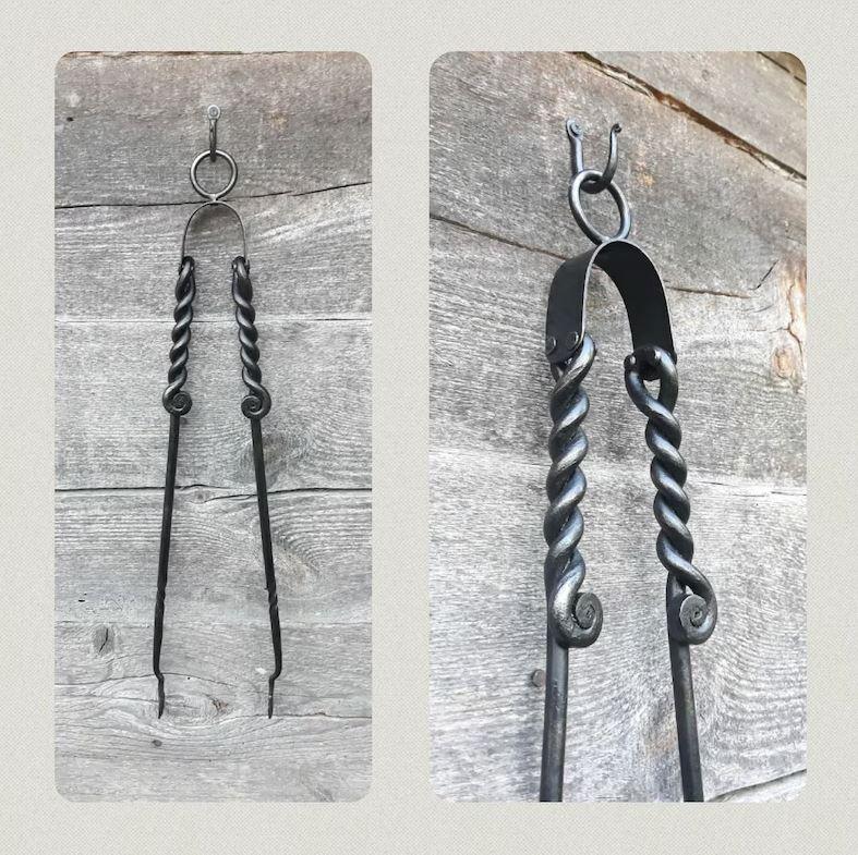Hand-Forged Fireplace Tongs 23 1/2" - Old West Iron