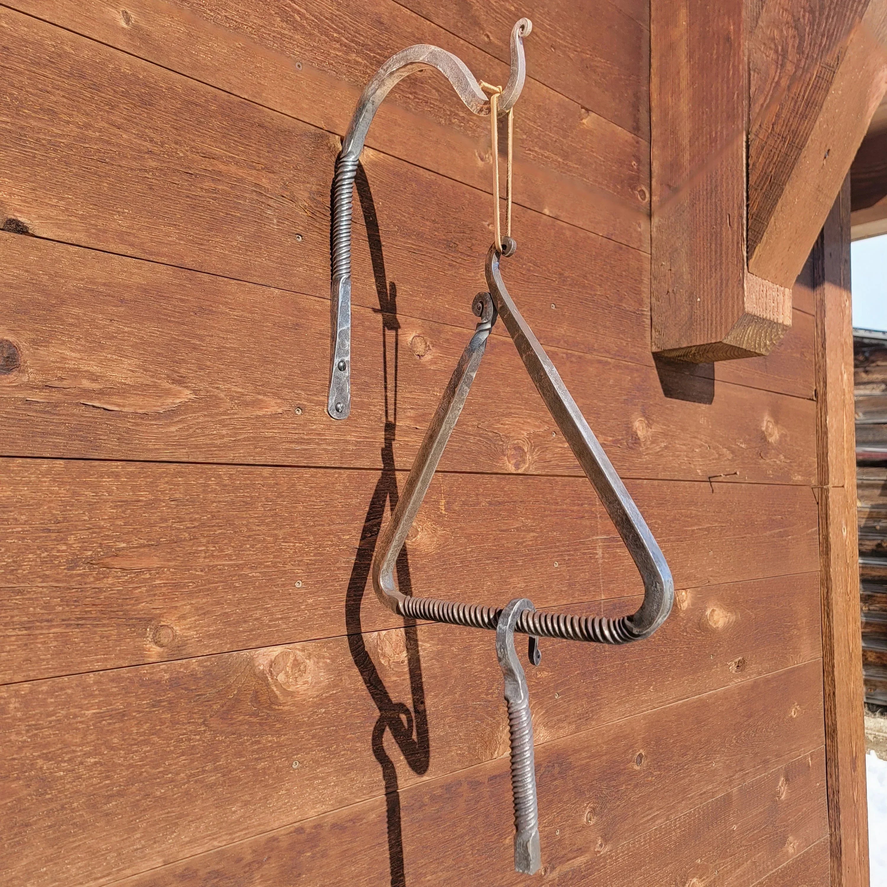 Hand Forged Twisted Iron Dinner Triangle - Old West Iron