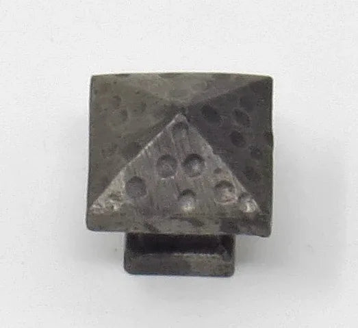 Large Square Hammered Pyramid Cabinet Knob - Old West Iron