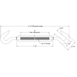 1/2" Diameter Hook to Hook Turnbuckles - Old West Iron