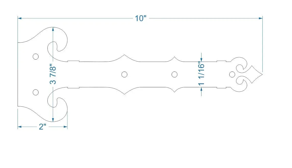 Baroque Iron Garage Door Dummy Hinge Strap - Old West Iron