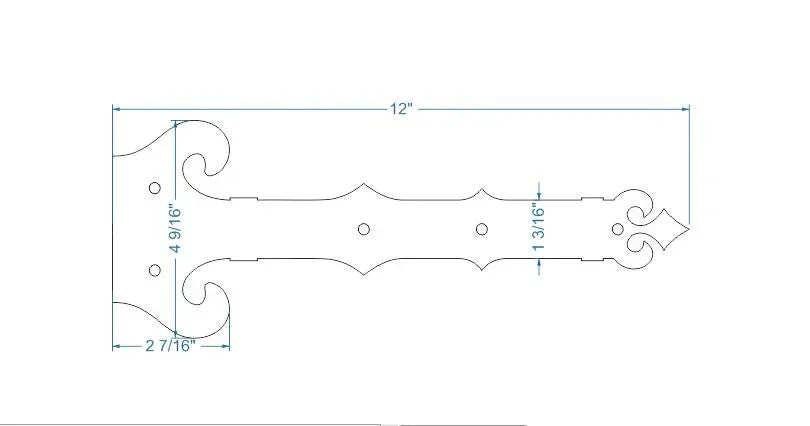 Baroque Iron Garage Door Dummy Hinge Strap - Old West Iron