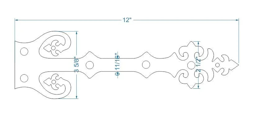 Renaissance Iron Garage Door Dummy Hinge Strap - Old West Iron