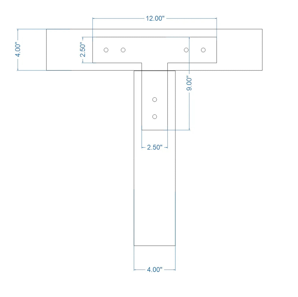 Plain Straight Iron T Face Plate - Old West Iron