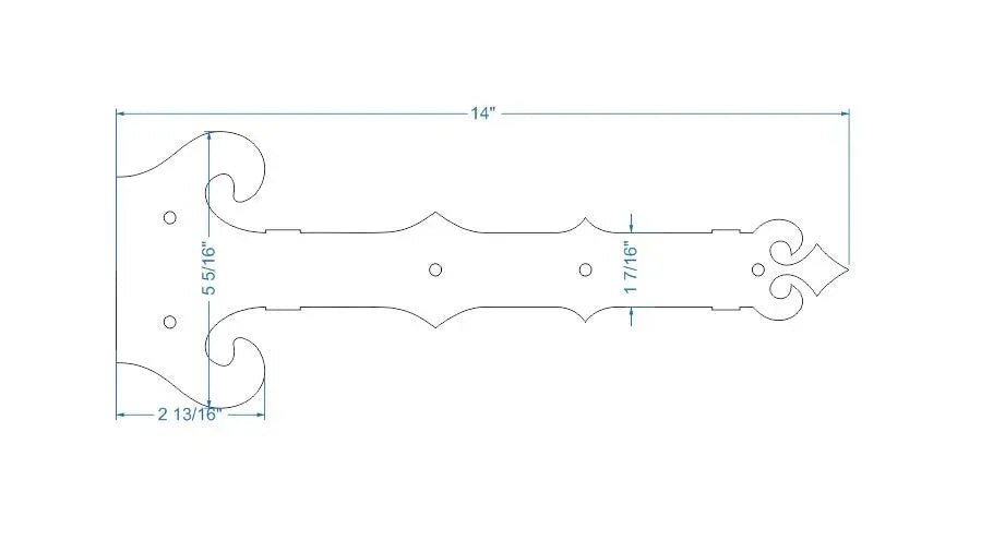 Baroque Iron Garage Door Dummy Hinge Strap - Old West Iron