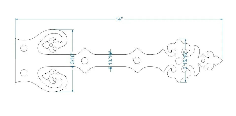Renaissance Iron Garage Door Dummy Hinge Strap - Old West Iron