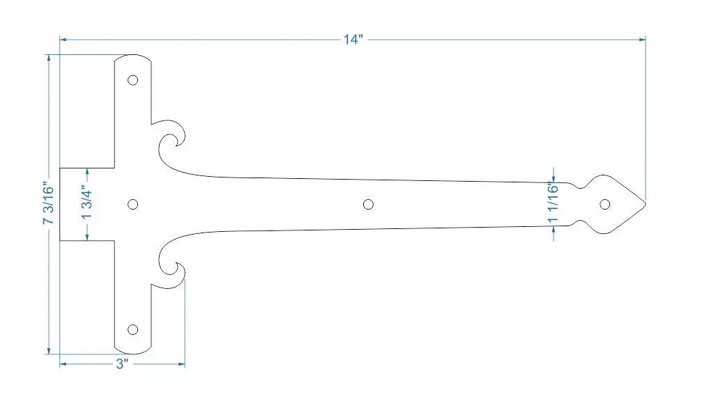 Georgian Iron Garage Door Dummy Hinge Strap - Old West Iron
