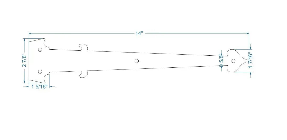 Federal Iron Garage Door Dummy Hinge Strap - Old West Iron