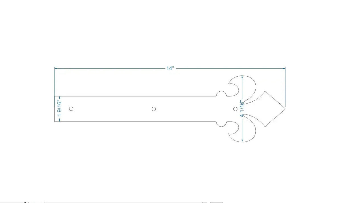 Dunmow Crest Fleur De Lis Iron Garage Door Dummy Hinge Strap - Old West Iron