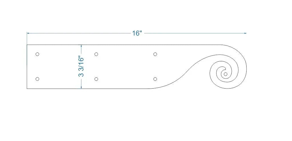 Greek Ionic Iron Garage Door Dummy Hinge Strap - Old West Iron