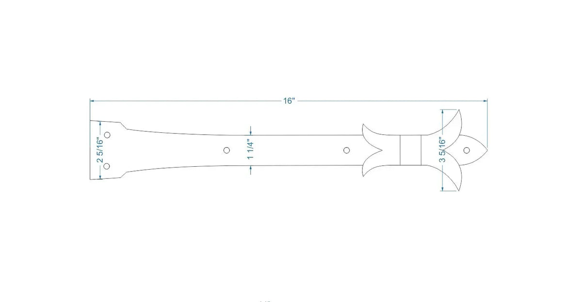 Babylonian Fleur De Lis Iron Garage Door Dummy Hinge Strap - Old West Iron