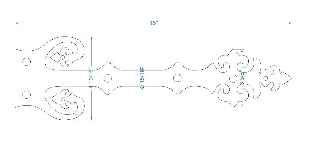Renaissance Iron Garage Door Dummy Hinge Strap - Old West Iron