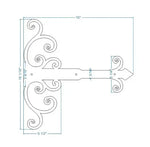 Chateauesque Iron Garage Door Dummy Hinge Strap - Old West Iron