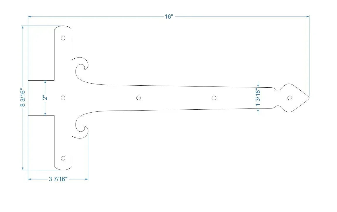 Georgian Iron Garage Door Dummy Hinge Strap - Old West Iron