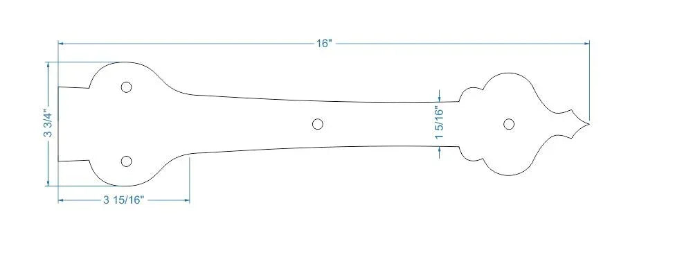 French Country Revival Iron Garage Door Dummy Hinge Strap - Old West Iron