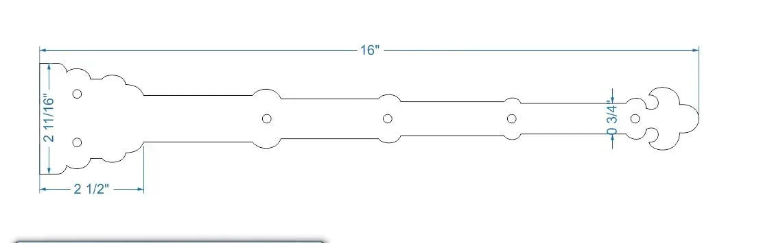 Moorish Revival Wrought Iron Garage Door Dummy Hinge Strap - Old West Iron