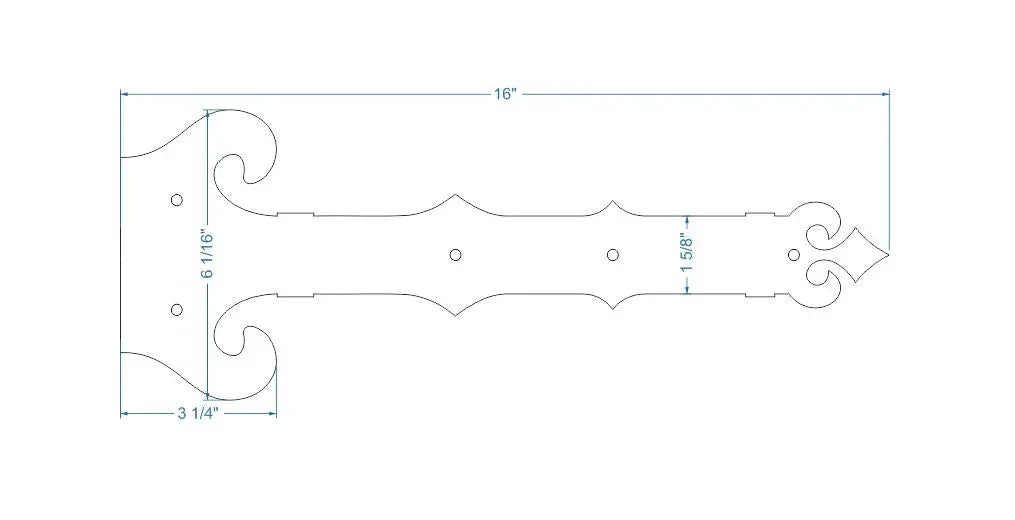 Baroque Iron Garage Door Dummy Hinge Strap - Old West Iron