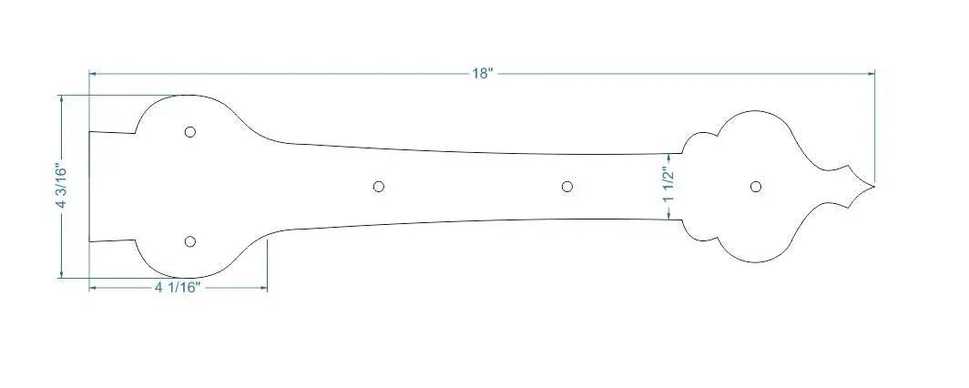 French Country Revival Iron Garage Door Dummy Hinge Strap - Old West Iron