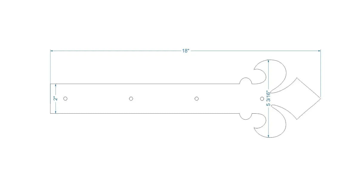 Dunmow Crest Fleur De Lis Iron Garage Door Dummy Hinge Strap - Old West Iron